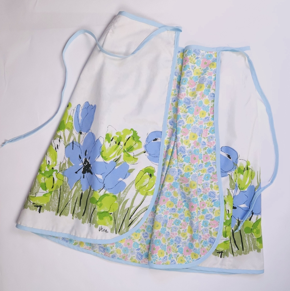 Reversible Wrap Skirt Handmade Vera Neumann Fabric 60s Floral Prints One Size - Picture 2 of 16